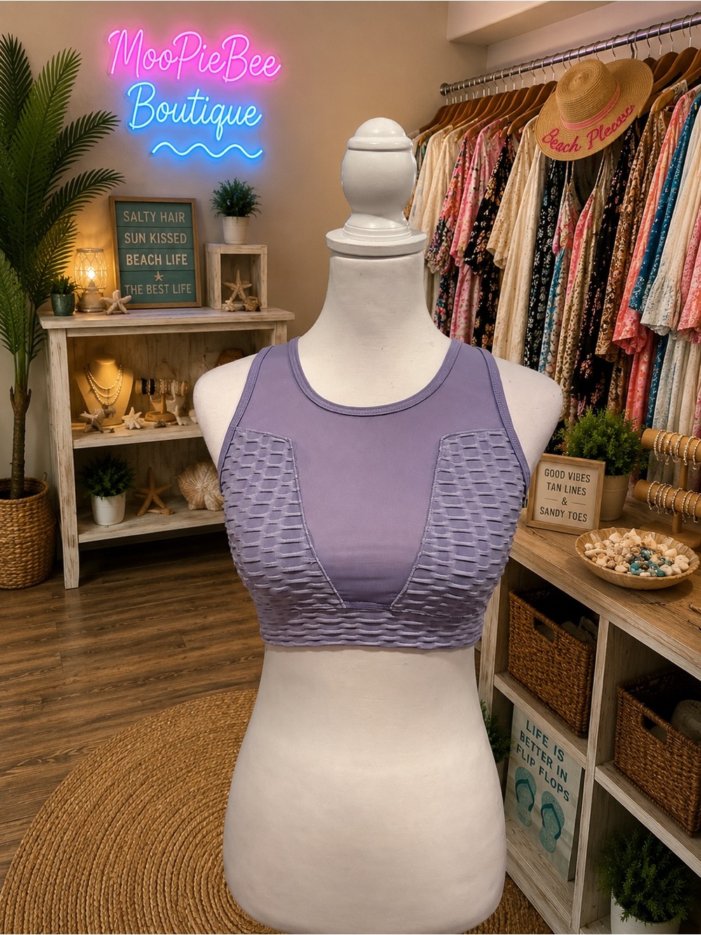 La Society Purple Textured Sports Bra Small NWT